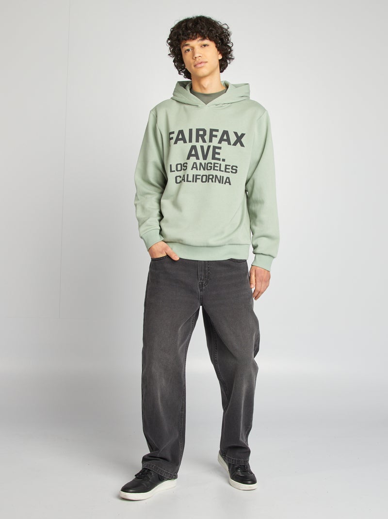 Sweat capuche à message Bleu vert - Kiabi