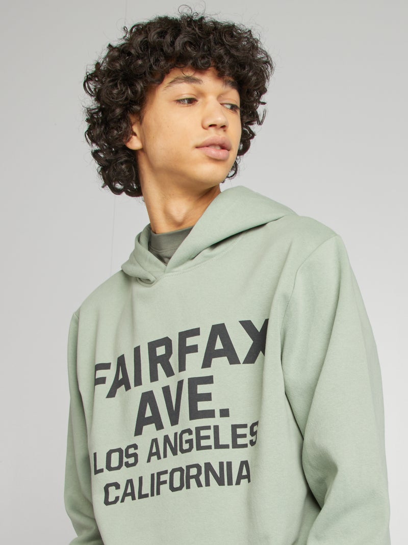 Sweat capuche à message Bleu vert - Kiabi