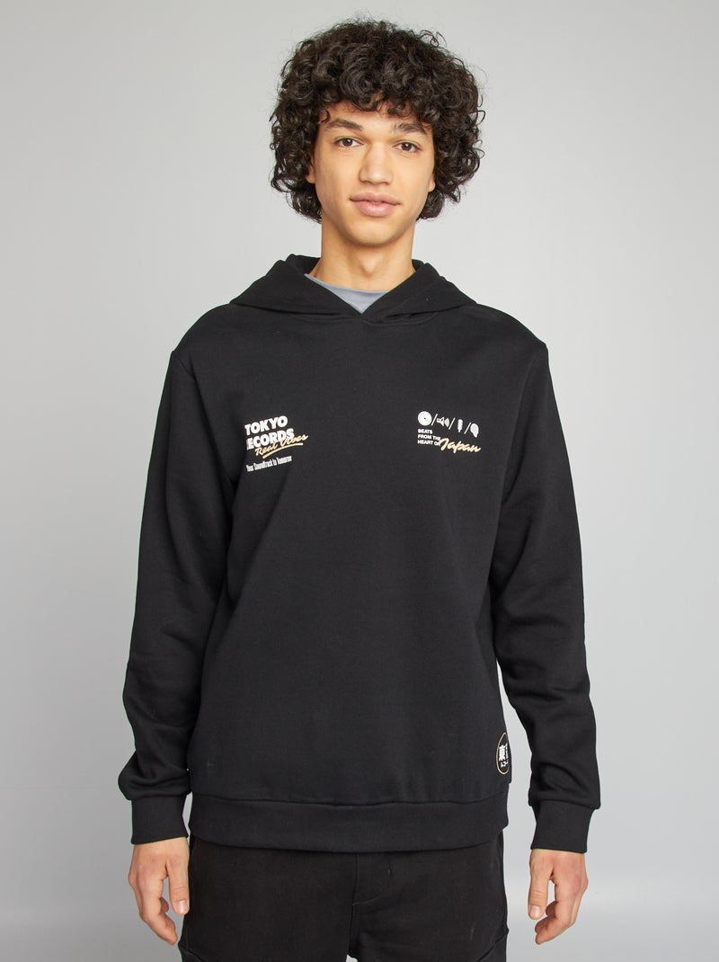 Sweat capuche à message Noir - Kiabi