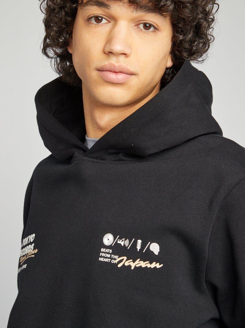 Sweat capuche à message Noir - Kiabi