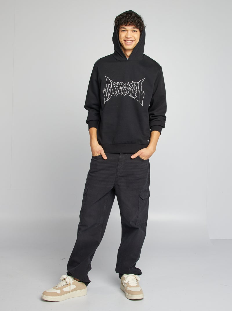 Sweat capuche à message Noir - Kiabi
