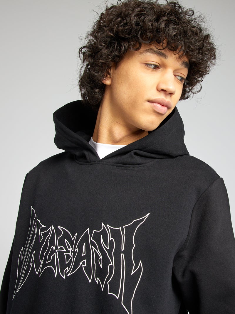 Sweat capuche à message Noir - Kiabi