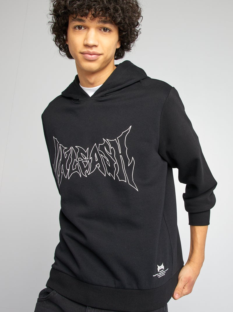 Sweat capuche à message Noir - Kiabi