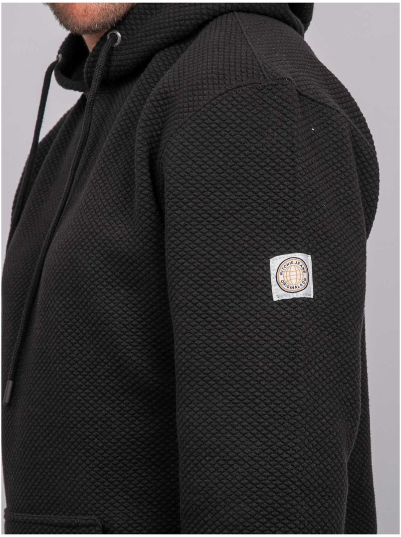 Sweat capuche maille gaufrée uni werone Noir - Kiabi