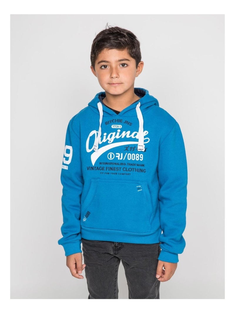 Sweat capuche WARLUZ-J Bleu roi - Kiabi
