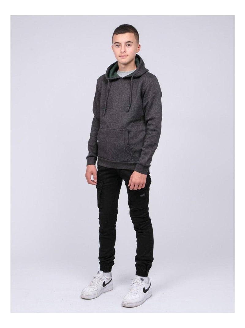 Sweat capuche WIDEM garçon gris anthracite - Kiabi