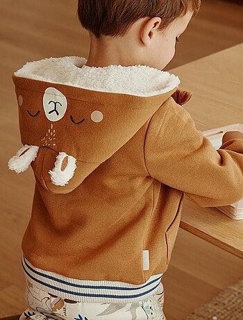 Sweat ? capuche zipp? enfant en molleton Lamascotte