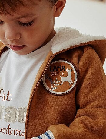 Sweat ? capuche zipp? enfant en molleton Lamascotte