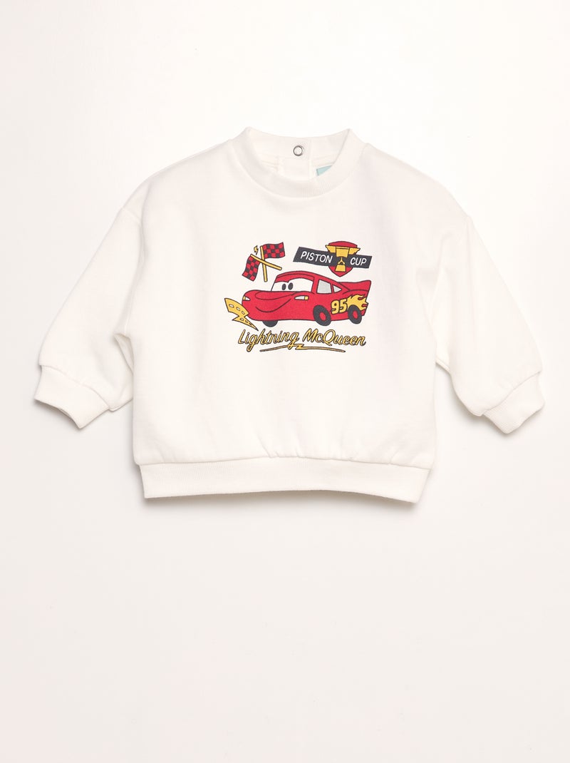 Sweat 'Cars' en molleton Blanc - Kiabi