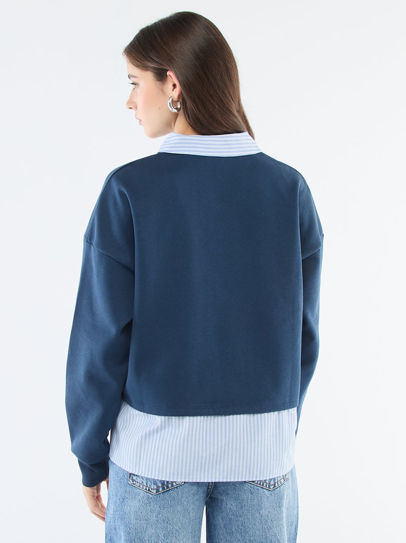 Sweat chemise 2-en-1 Bleu - Kiabi