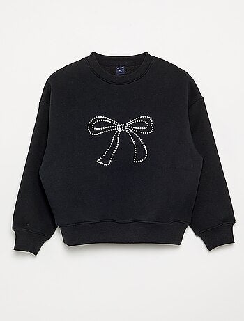 Sweat chiné avec motifs perlés