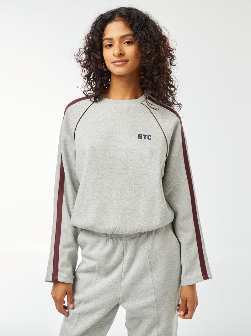 Sweat chiné esprit sportswear Gris Ado fille Kiabi