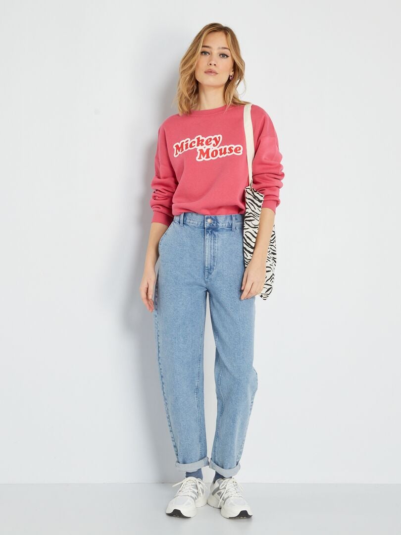Sweat chiné imprimé 'Mickey' Rose - Kiabi