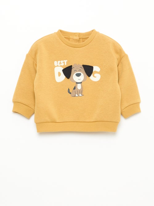 Sweat chiné intérieur velours doux - Kiabi
