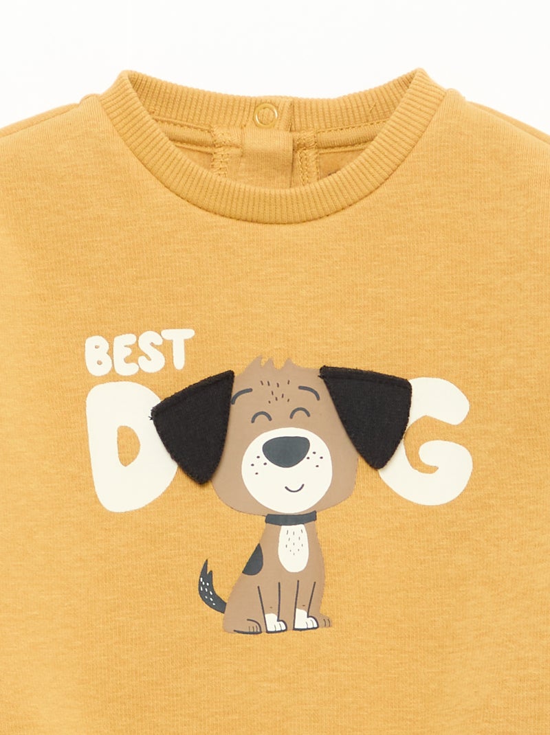 Sweat chiné intérieur velours doux Jaune - Kiabi