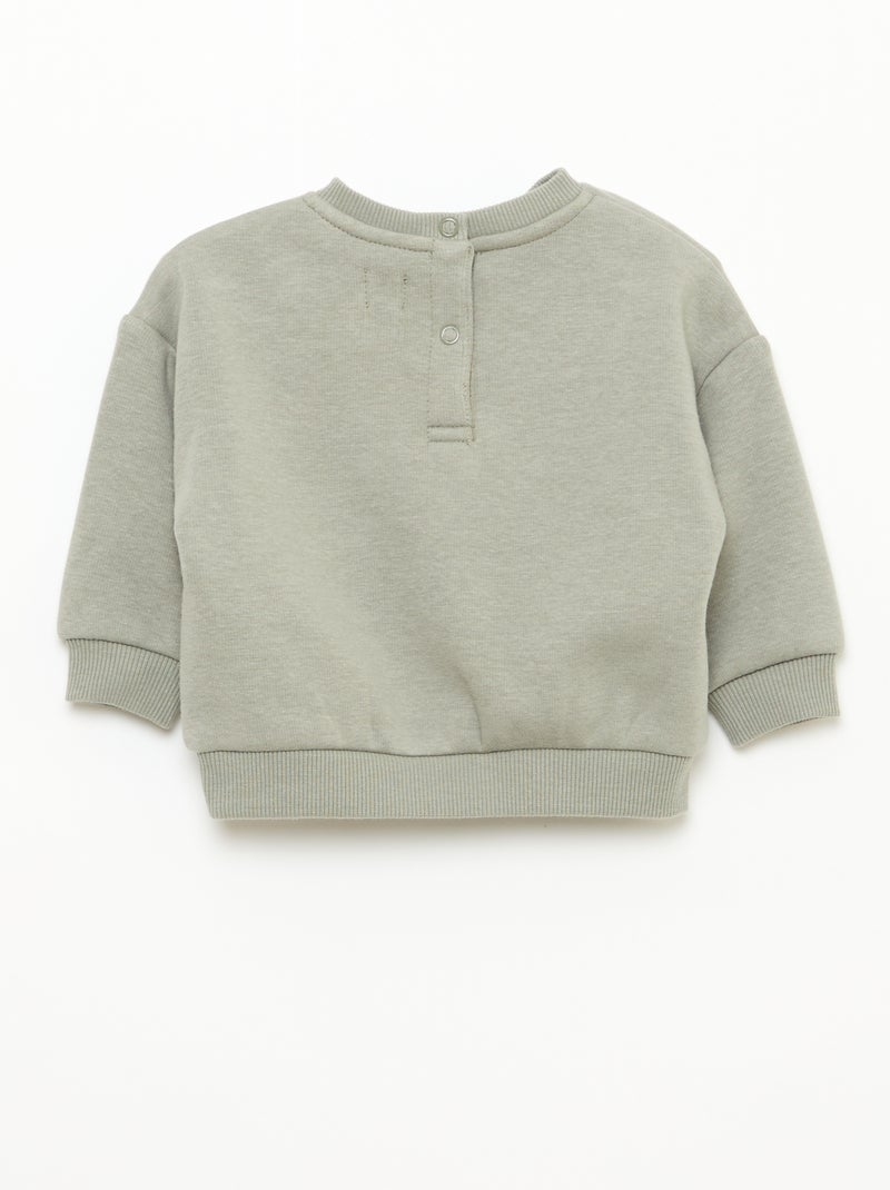 Sweat chiné intérieur velours doux Vert - Kiabi
