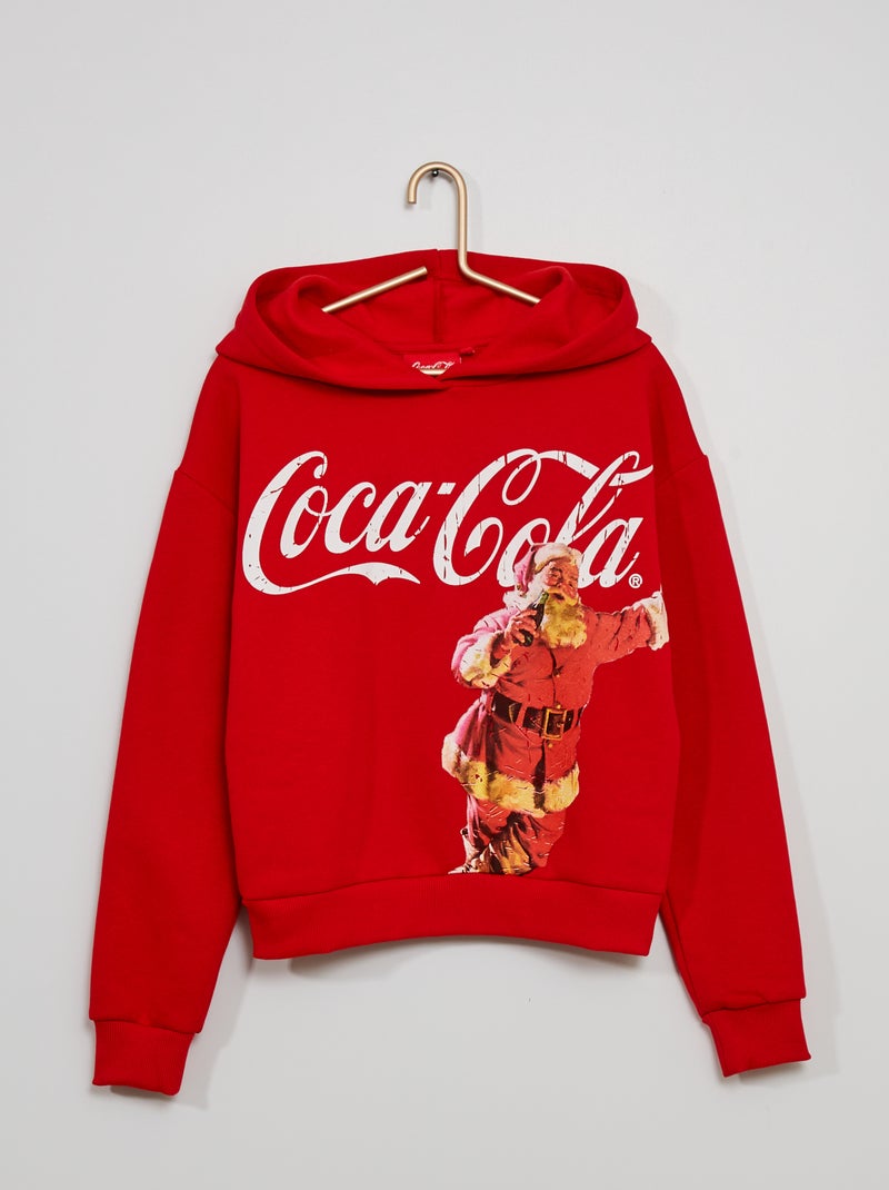 Sweat 'Coca Cola' Noël à capuche rouge - Kiabi