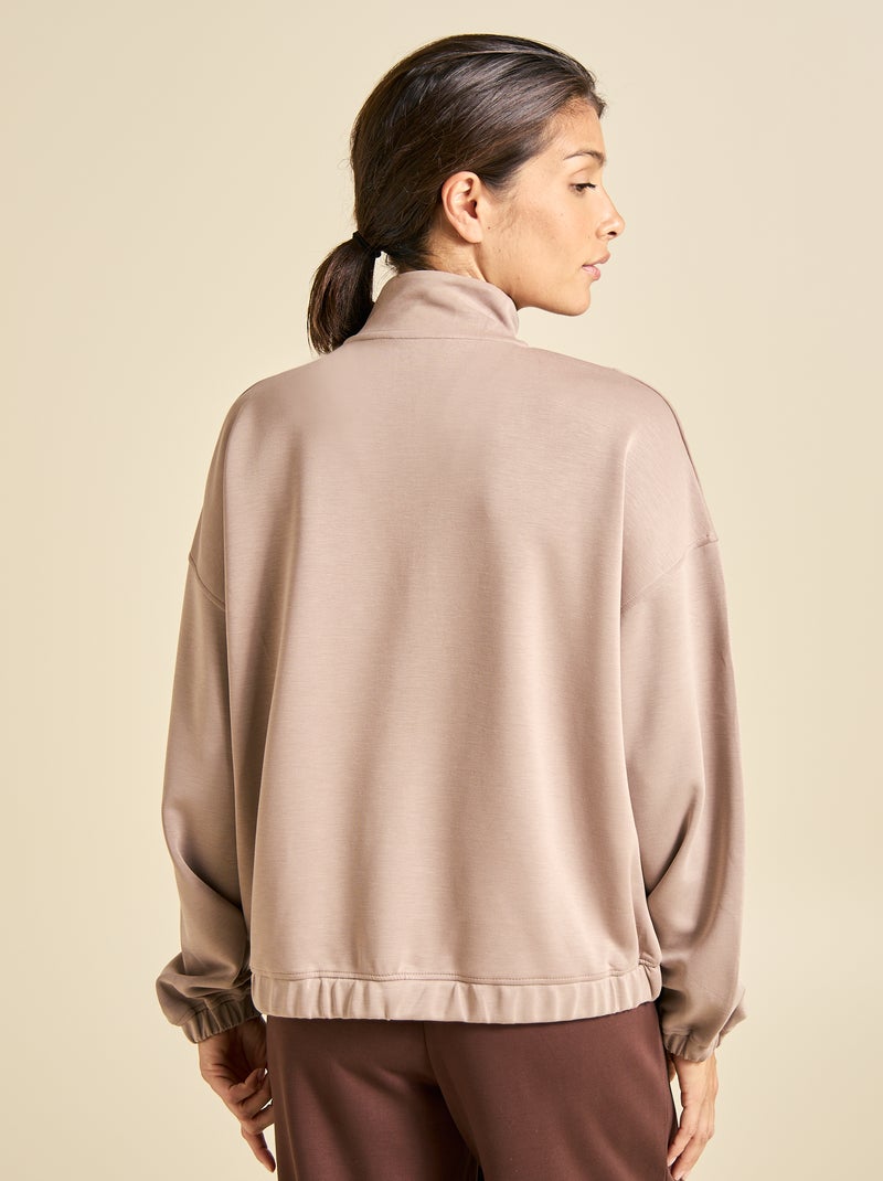 Sweat col camionneur - ekstract Beige - Kiabi