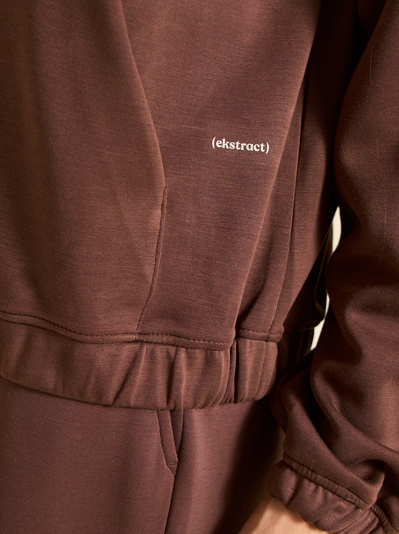 Sweat col camionneur - ekstract Marron - Kiabi