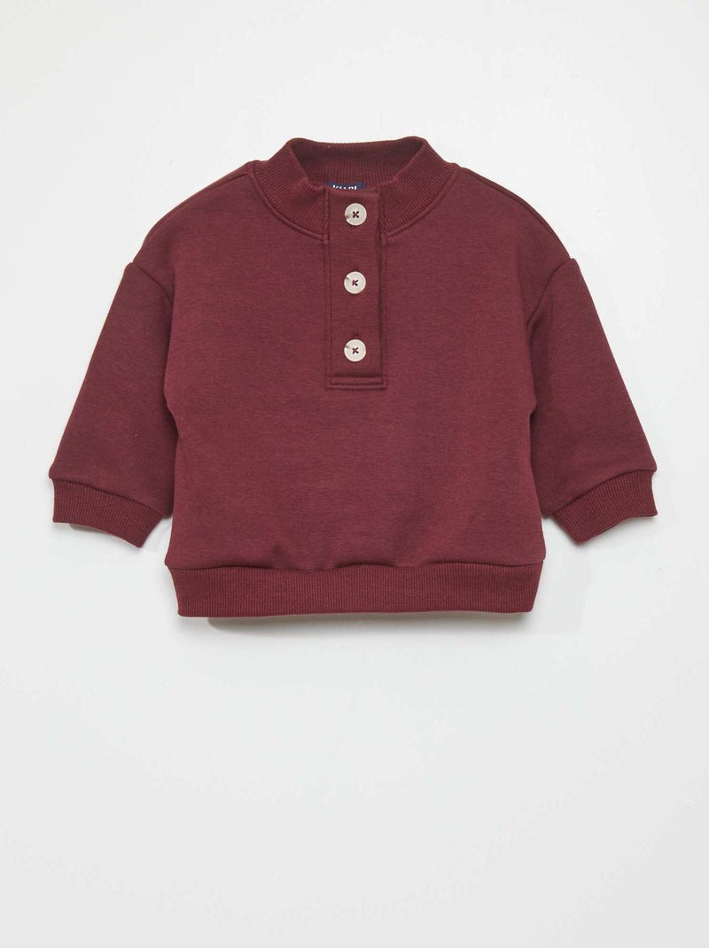Sweat col camionneur - Toujours + de douceur Bordeaux - Kiabi