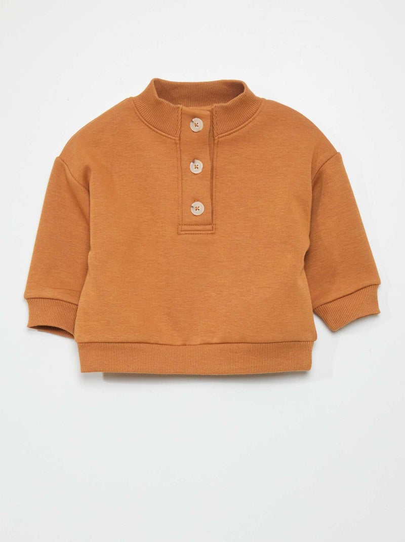 Sweat col camionneur - Toujours + de douceur Camel - Kiabi