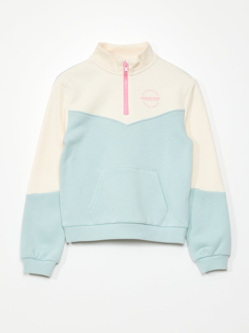 Sweat col camionneur Bleu/ecru - Kiabi