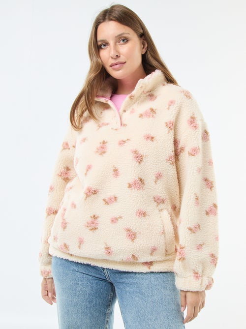 Sweat col camionneur effet moutonné - Kiabi