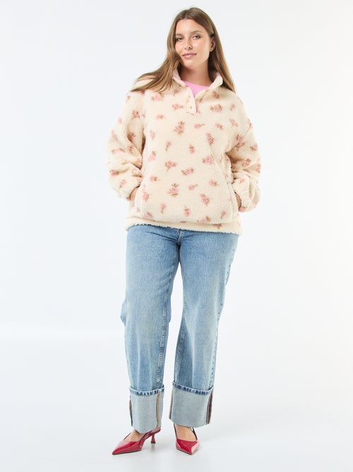 Sweat col camionneur effet moutonné - Kiabi