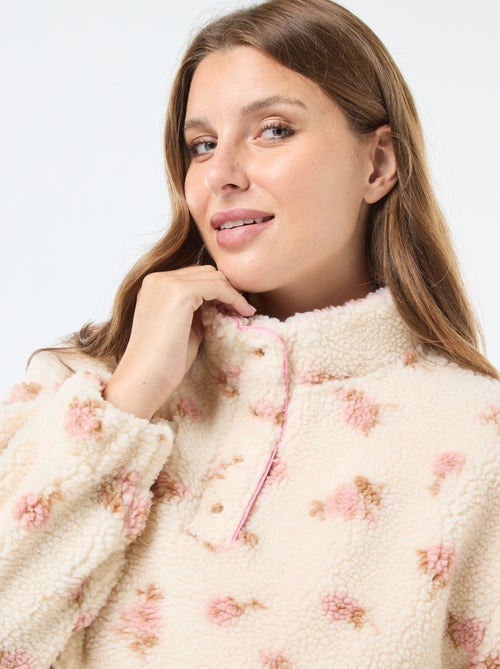 Sweat col camionneur effet moutonné - Kiabi