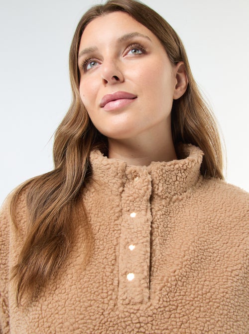 Sweat col camionneur effet moutonné - Kiabi