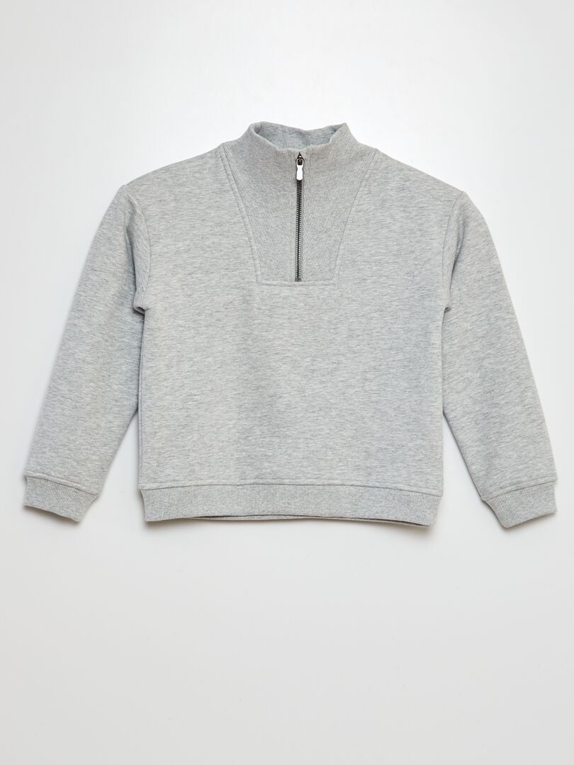 Sweat col camionneur Gris - Kiabi