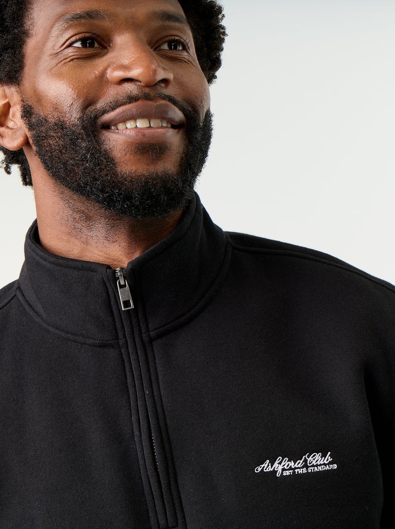 Sweat col camionneur Noir - Kiabi