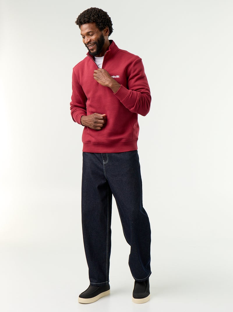 Sweat col camionneur Rouge - Kiabi