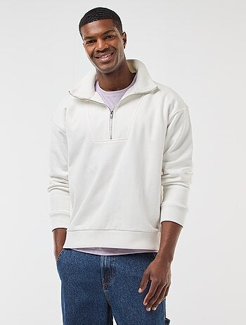 Sweat col camionneur zippé en coton