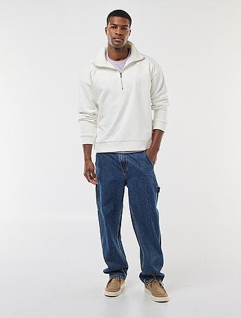 Sweat col camionneur zippé en coton