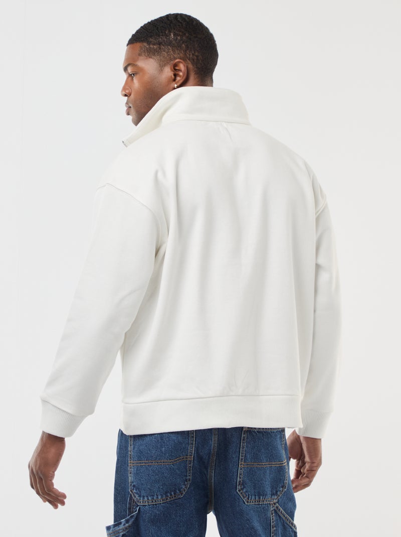 Sweat col camionneur zippé en coton Blanc - Kiabi