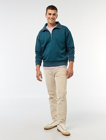 Sweat col camionneur zippé en coton