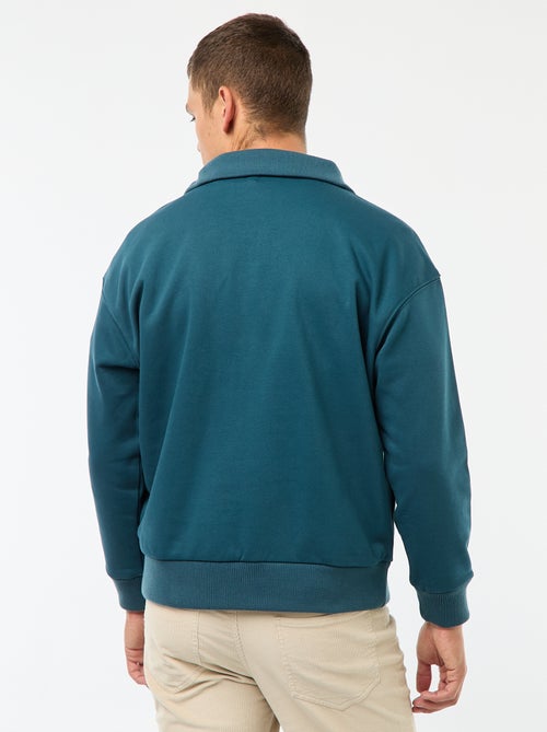 Sweat col camionneur zippé en coton - Kiabi