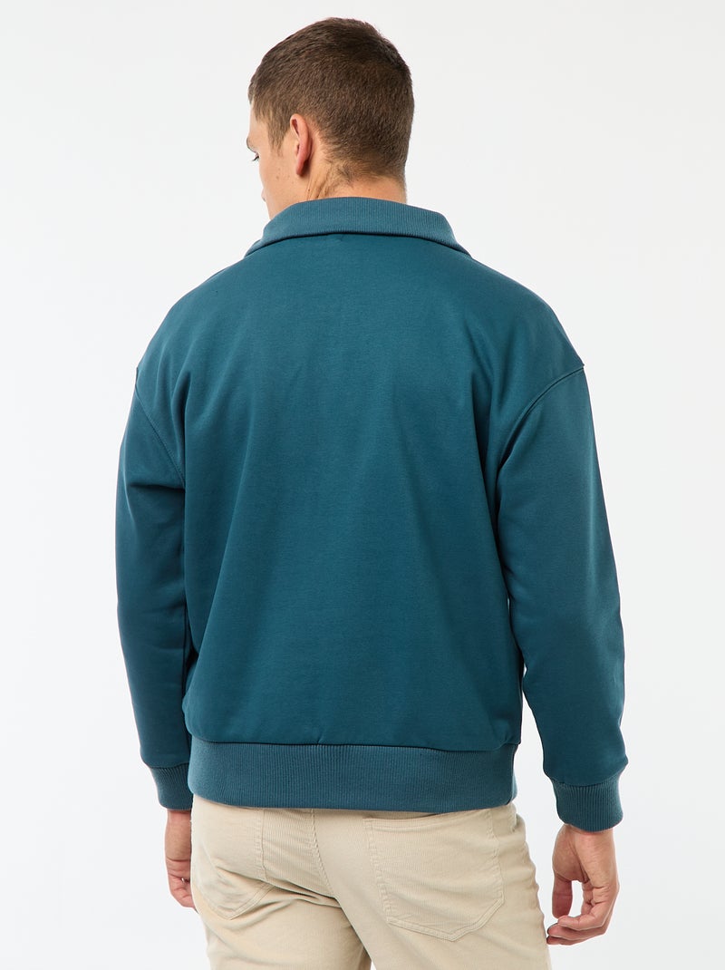 Sweat col camionneur zippé en coton Bleu - Kiabi