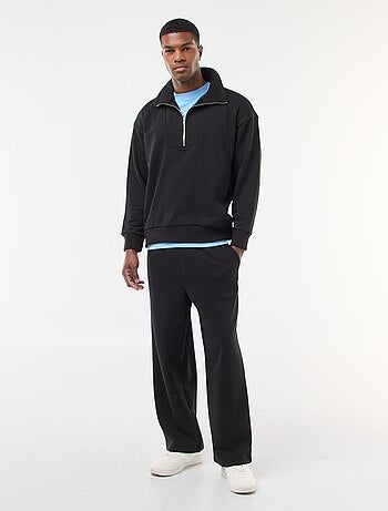 Sweat col camionneur zippé en coton