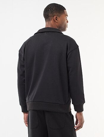 Sweat col camionneur zippé en coton