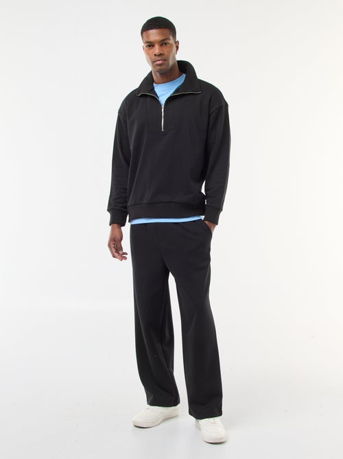 Sweat col camionneur zippé en coton - Kiabi