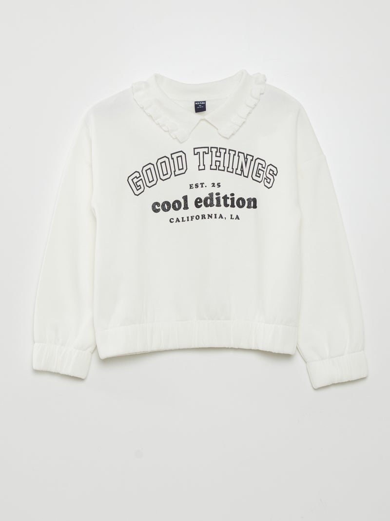 Sweat col fantaisie BEIGE - Kiabi