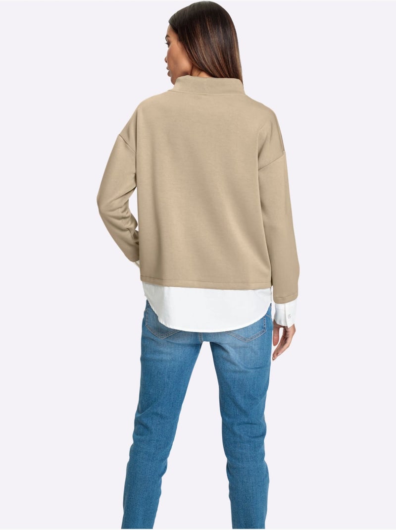 Sweat Col Montant - Taille Standard - Helline Beige - Kiabi