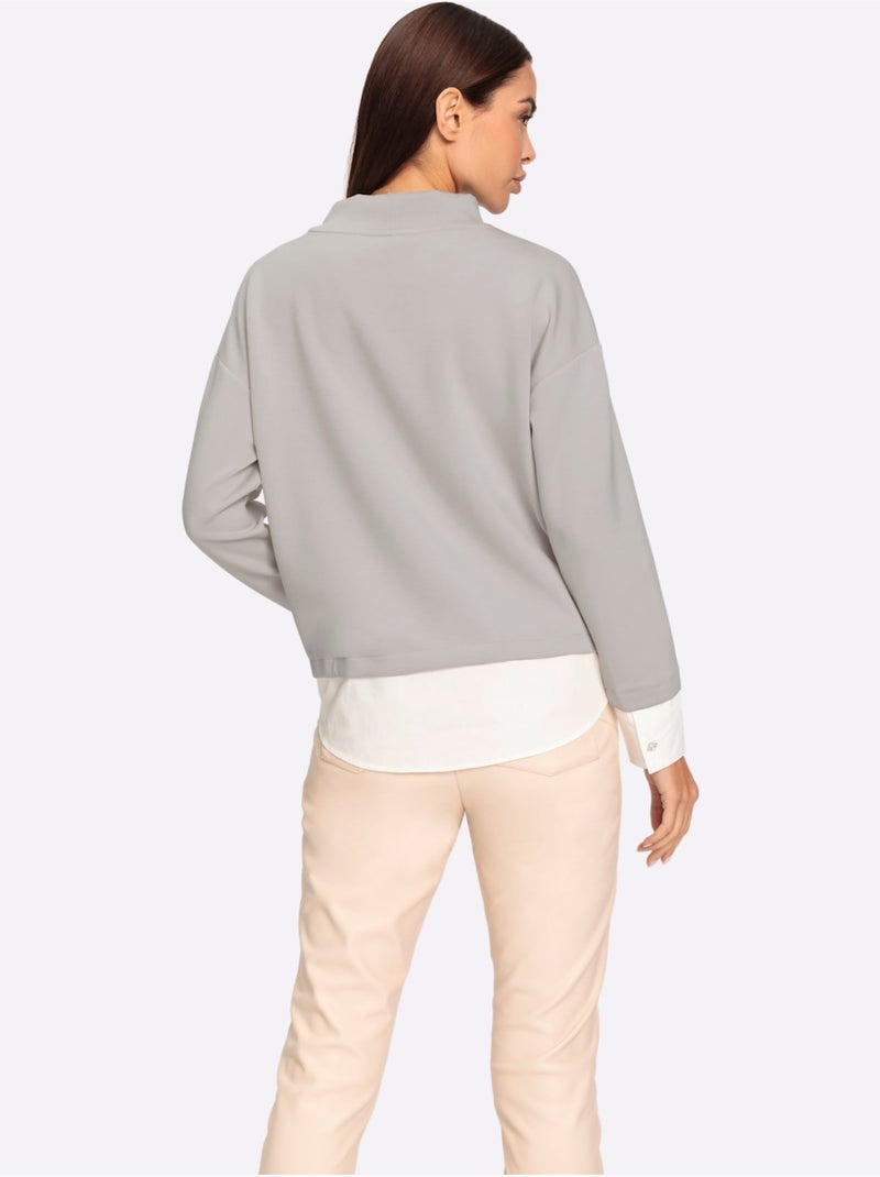 Sweat Col Montant - Taille Standard - Helline Gris clair - Kiabi