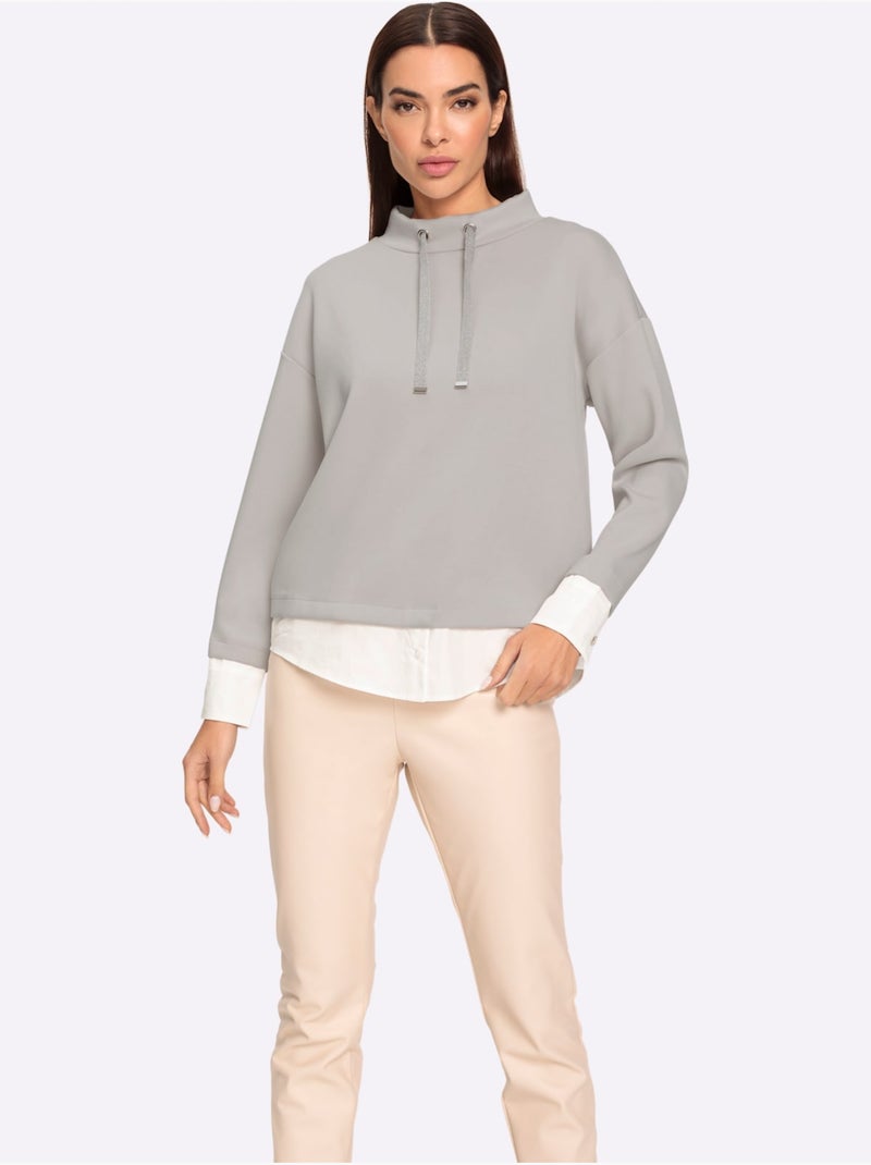 Sweat Col Montant - Taille Standard - Helline Gris clair - Kiabi