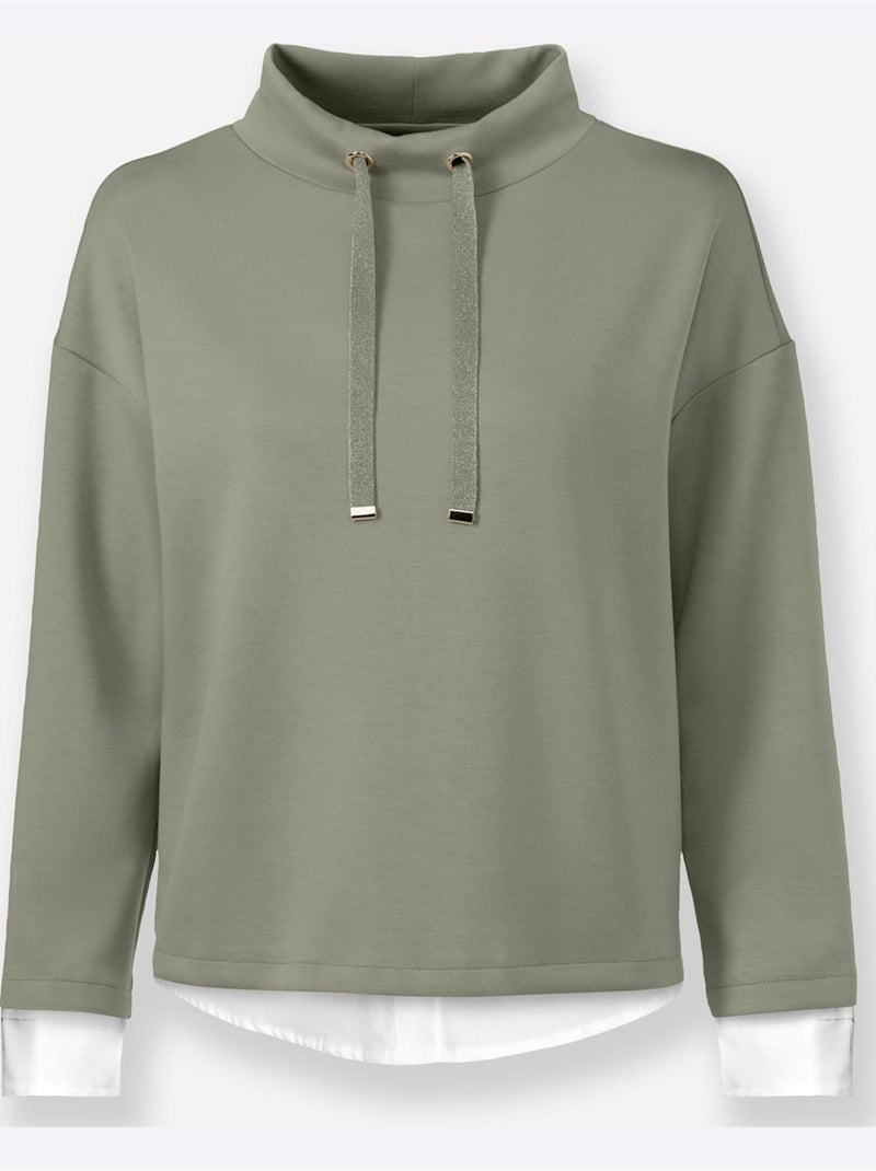 Sweat Col Montant - Taille Standard - Helline Kaki - Kiabi
