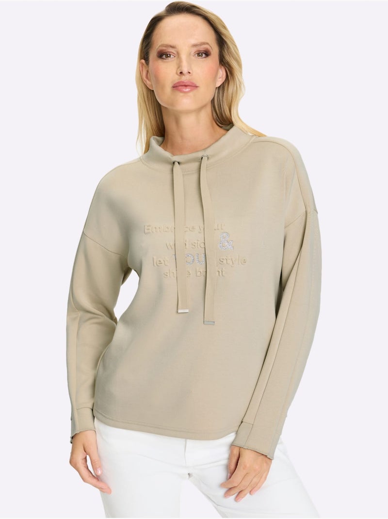 Sweat Col Montant 50% Modal - Taille Standard - Helline Sable - Kiabi