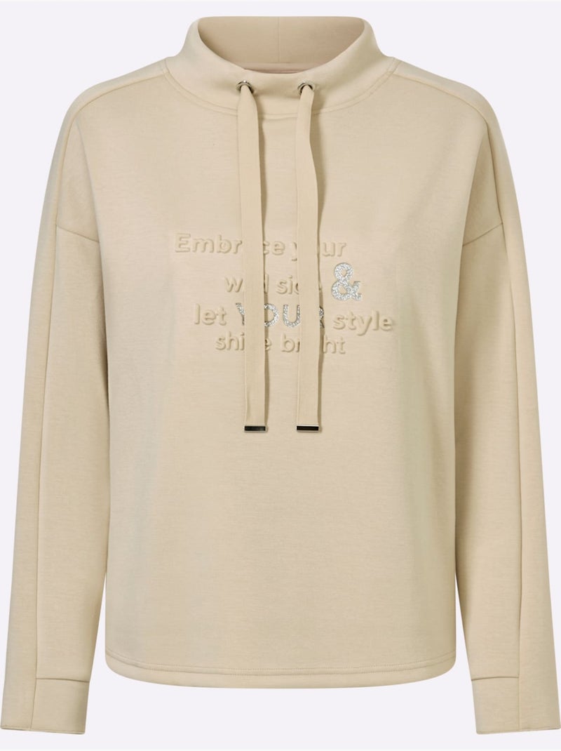 Sweat Col Montant 50% Modal - Taille Standard - Helline Sable - Kiabi