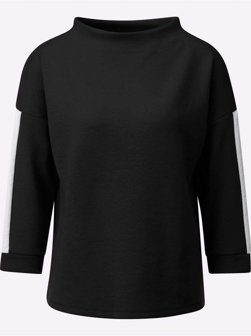 Sweat Col Montant 50% Modal - Taille Standard - Witt Noir Blanc - Kiabi